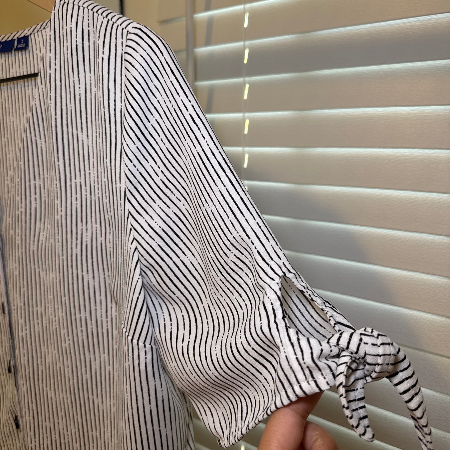 Striped Tie Sleeve Blouse – Size S (Pre-Loved)