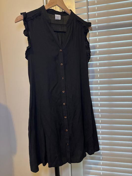 Black Ruffle Sleeve Dress – Size M (Pre-Loved)