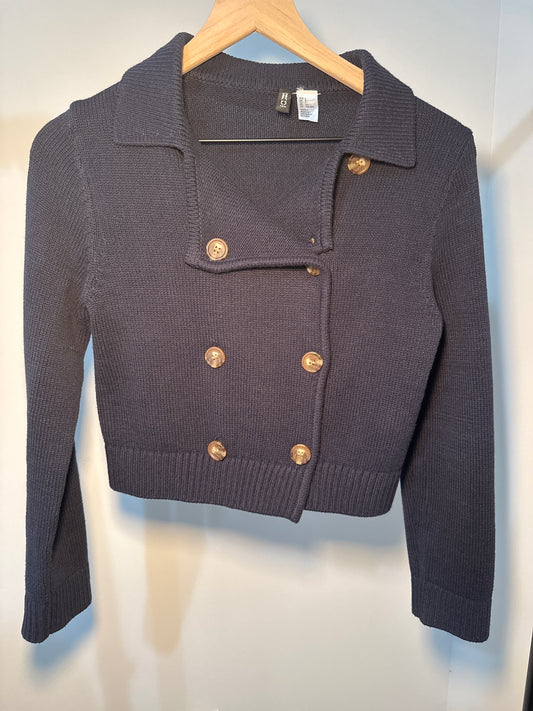 Pre-Loved Navy Cropped Cardigan (H&M) – Size S