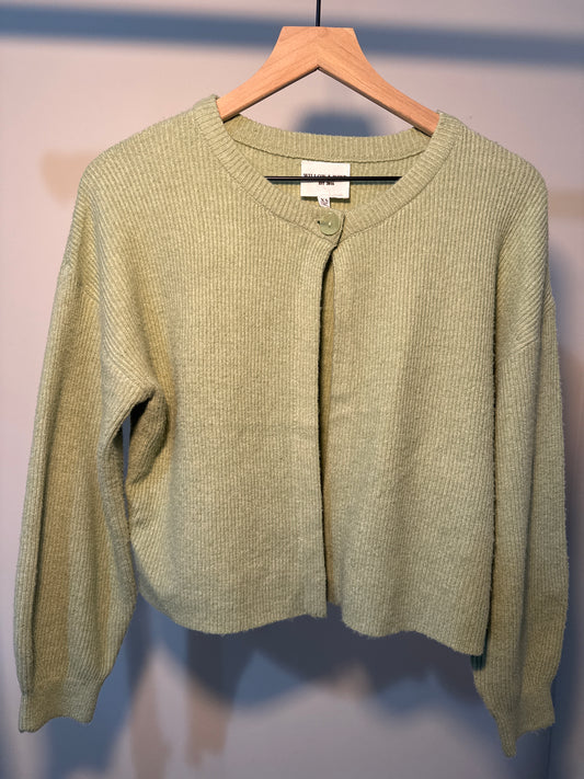 Pre-Loved Sage Green Knit Cardigan (Willow & Wind) – Size XS