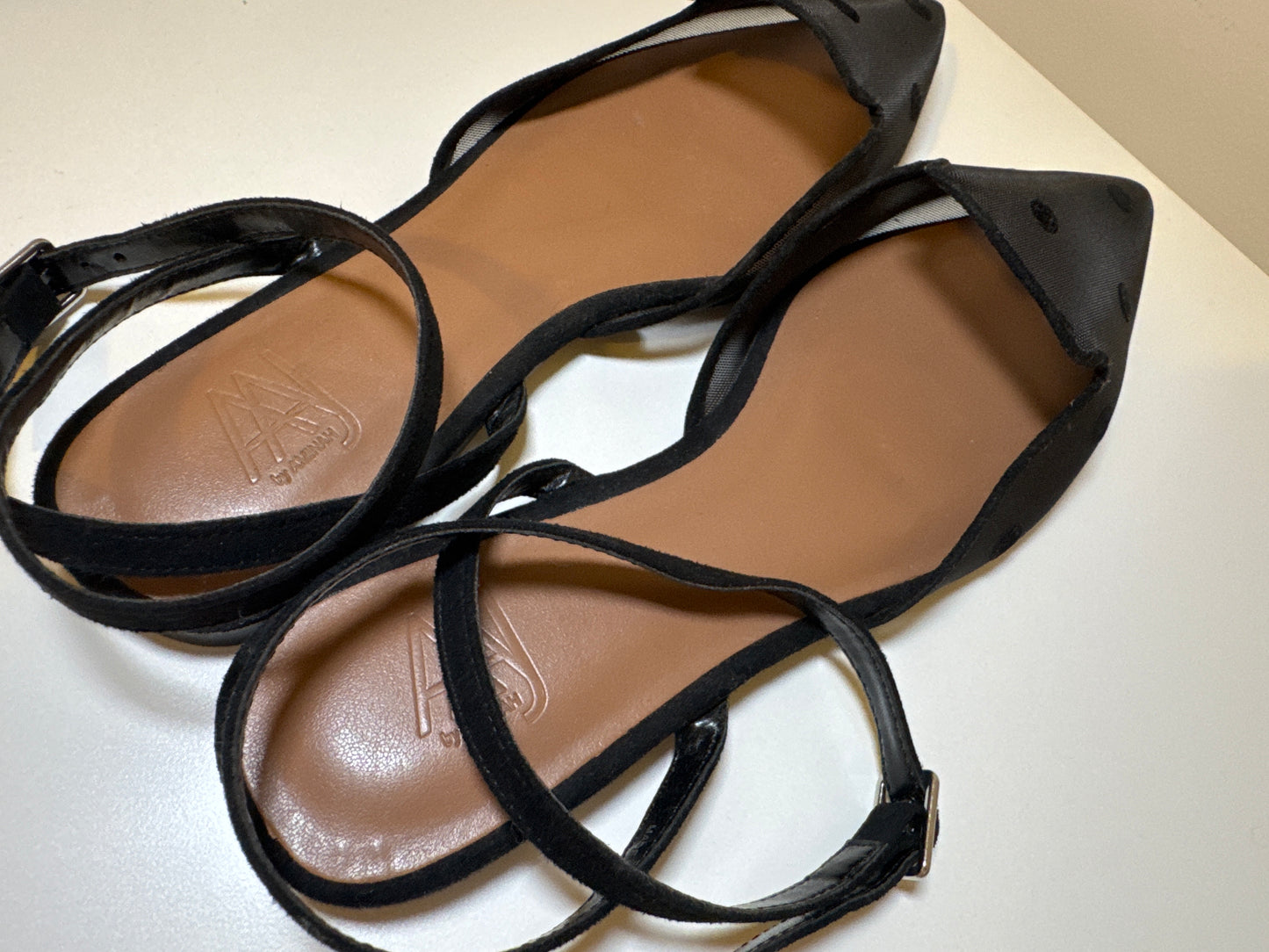 Black Mesh Polka Dot Flats – Size 6 (Pre-Loved)