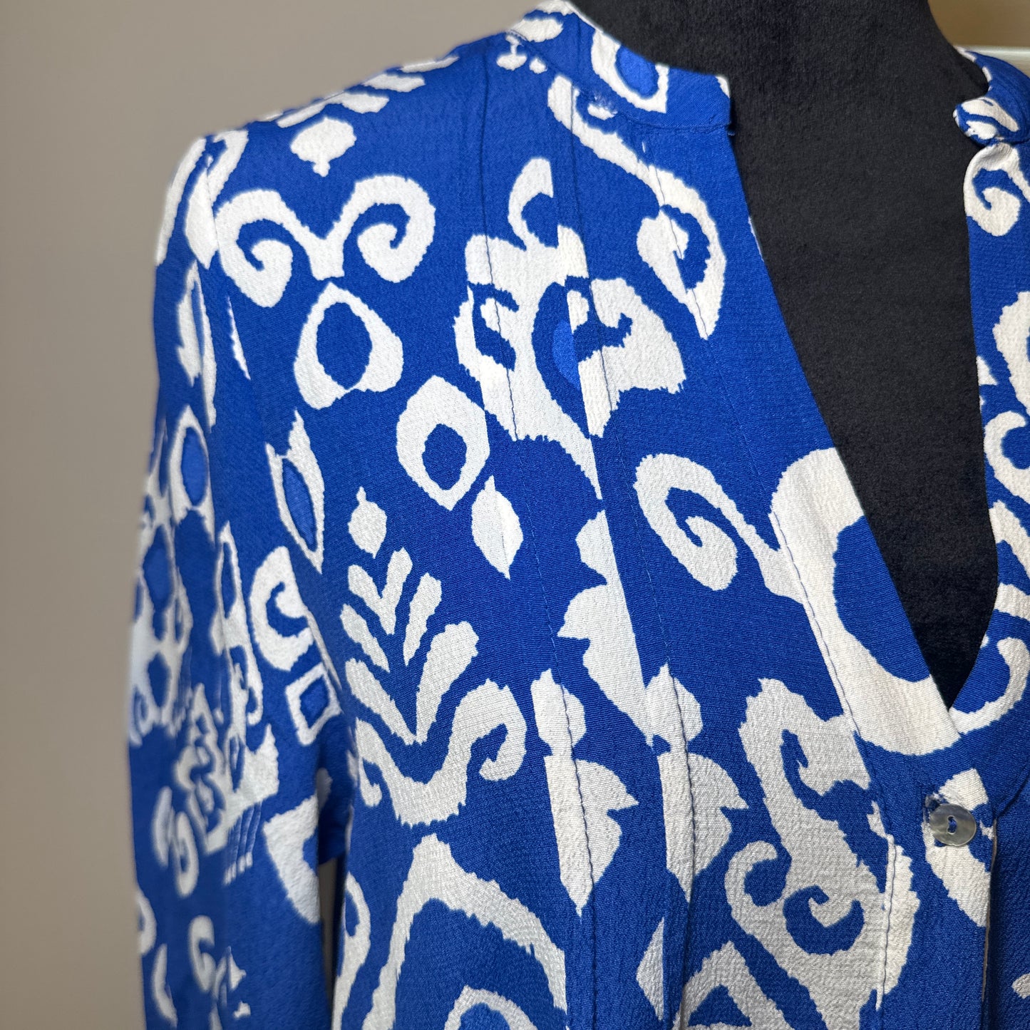 Pre-Loved Blue & White Printed Flowy Dress – Size L