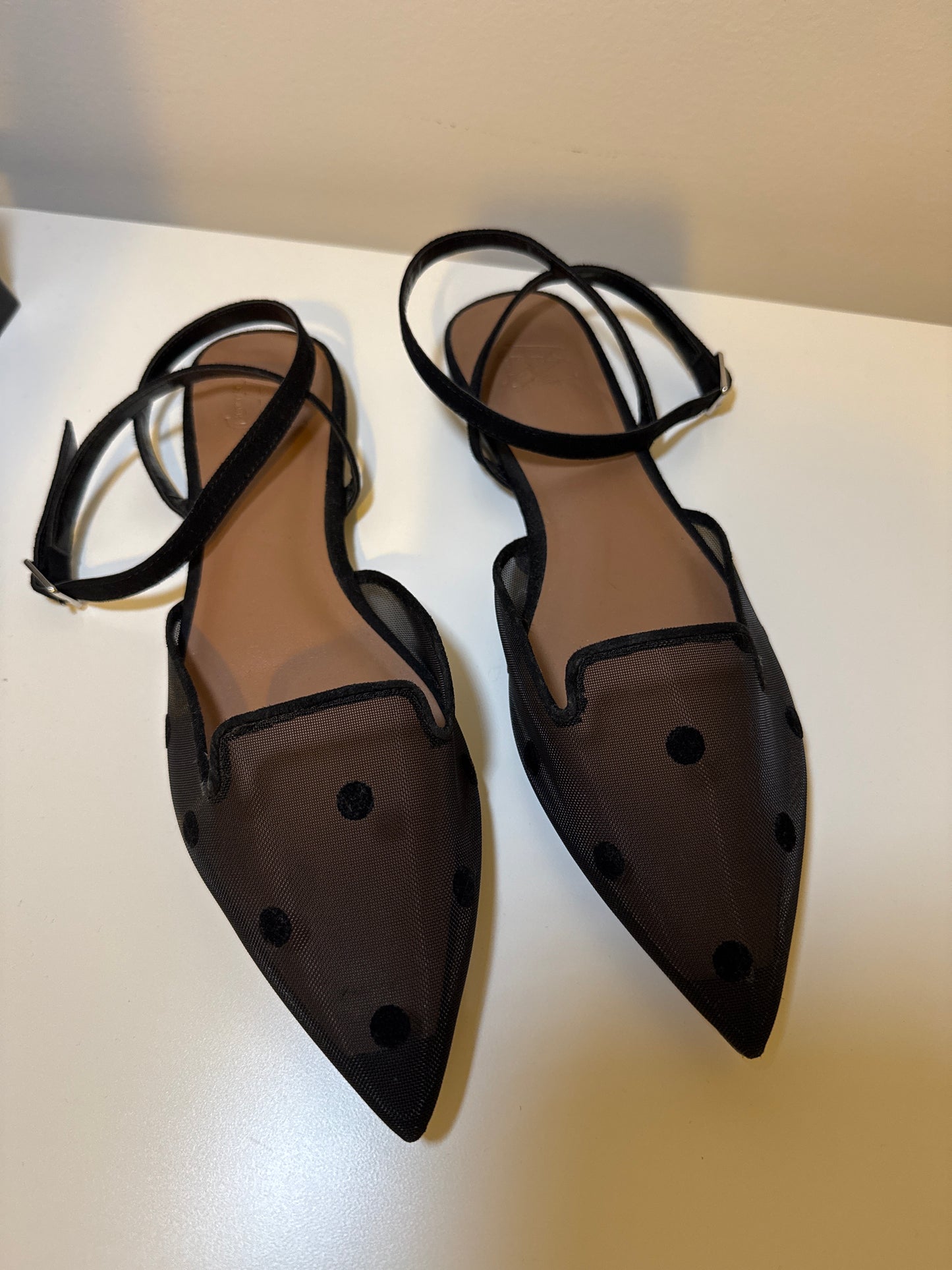 Black Mesh Polka Dot Flats – Size 6 (Pre-Loved)