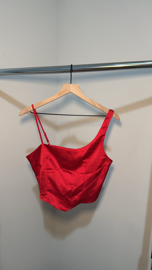 Red Satin Crop Top – Pre-Loved (Forever 21)